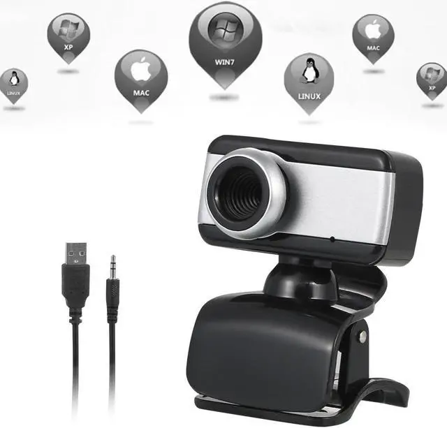 Alt view image 5 of 5 - 360 Degrees Rotatable USB 2.0 Webcam With Microphone 480P Video Conference Driverless Web Cam Clip-On Laptop Computer Camera