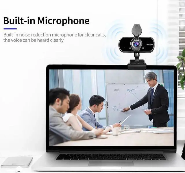 Alt view image 4 of 5 - Webcam 1080P USB Webcam 4K with Privacy Cover Manual Focus Video Conference Web Camera Built-in Microphone for Laptop Desktop