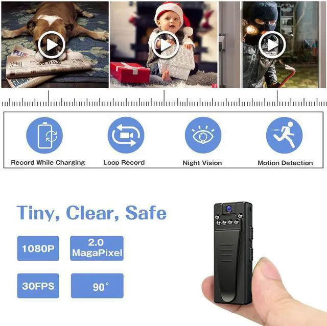 Alt view image 3 of 5 - 6 Night Vision Lights 1080P HD Mini Camera Webcam Motion Detection Wide Angle Video Audio Car Recorder Sport Action Micro Cam