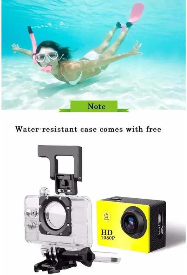 Alt view image 3 of 4 - Outdoor Sport Action Mini Camera 1080P Full HD Waterproof Cam DV  Screen Color Water resistant Video Surveillance