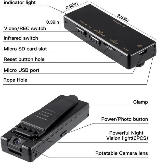 Alt view image 3 of 5 - 1080P A7 Mini Camcorder Camera Sport Voice Pen Camera Video Recorder DV Cam Infrared Night Vision Dictaphone Clip DVR sq11