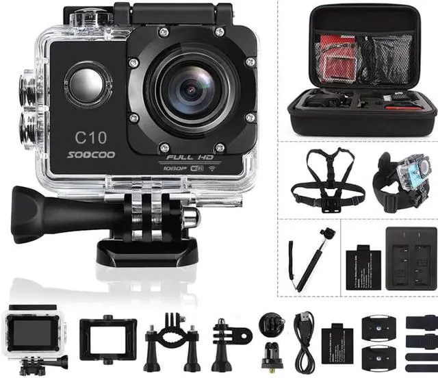 Alt view image 7 of 7 - C10 Full-HD Sports Action Camera NOVATEK96655 Processor with Wifi camera 1080p 12MP 170 Degree Wide Lens Waterproof camera