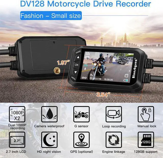 Main image of DV128 Motorcycle GPS Camera Full HD Dash Cam 1080P Dual Moto DVR 2.7" LCD Waterproof Loop Recording Sport Camera