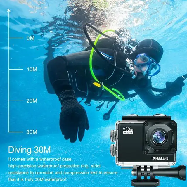 Alt view image 5 of 5 - V39 action camera 4K / 60FPS 20MP 2.0 LCD EIS Dual MIC WiFi webcam waterproof Pro Helmet cam Sport camera