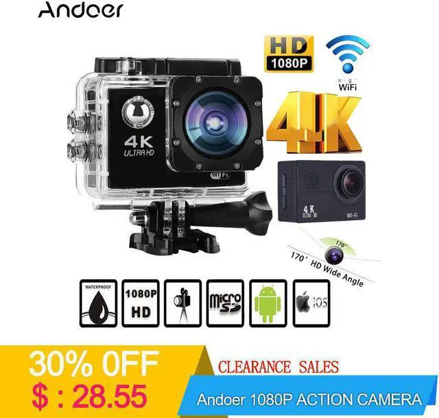 Main image of Action Sports Camera 1080P Full HD 4X Digital Zoom Diving 40m Wide Angle Lens 2" LCD  Support Slow Motion Photography