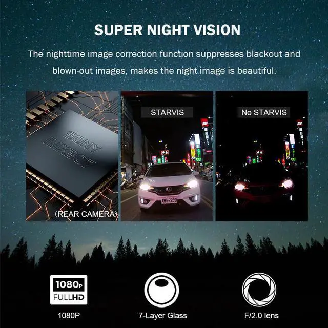 Alt view image 4 of 5 - V A6X WiFi Bluetooth Action Camera Motorcycle Dash Cam DVR tem Dual 1080P SONY IMX307 Starvis Night Vision Helmet Camera