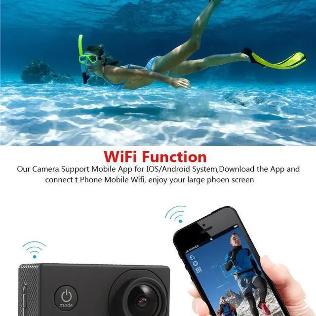 Alt view image 3 of 5 - Camera Ultra HD 4K 30fps WiFi 2.0" Underwater Cameras Waterproof Helmet Bicycle Video Recording Cameras Outdoor Sport Cam