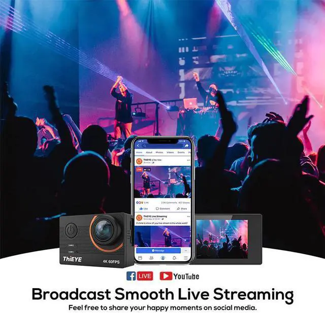 Alt view image 5 of 5 - TEYE T5 Pro Real Ultra HD 4K 60fps Touch Screen WiFi Action Camera with Remote Control 60M underwater Web Camera