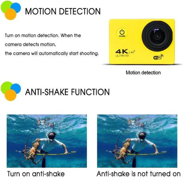 Alt view image 5 of 5 - Action camera F60 / F60R Ultra HD 4K 30fps Wireless WiFi 2.0" 170D Go Cam pro underwater waterproof Sport camera