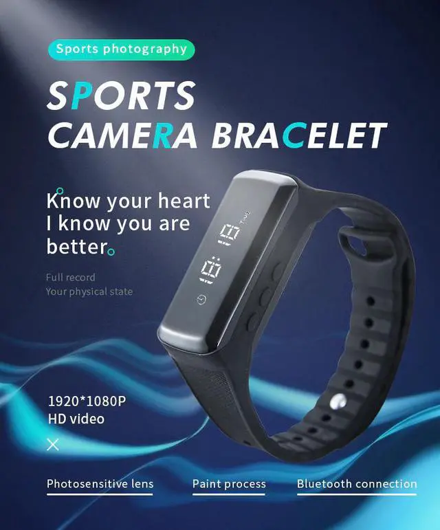 Alt view image 3 of 5 - Smart Bracelet Mini Cam Wristband Fitness Track Outdoor Sport Wearable Device Bracelet Watch Record Camera Support TF Card