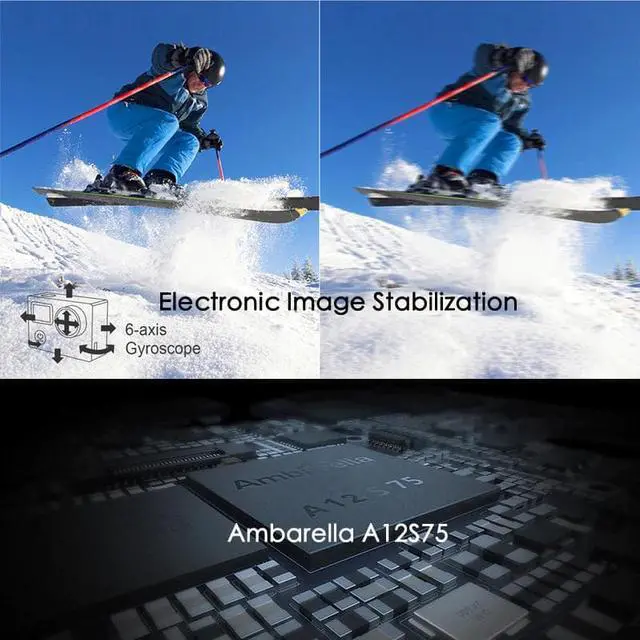 Alt view image 5 of 5 - H5S Plus Action Camera HD 4K 30fps EIS with Ambarella A12 chip inside 30m waterproof 2.0' touch Screen sport camera