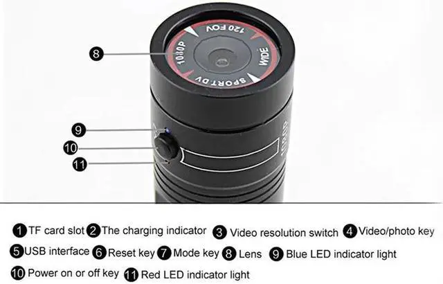 Alt view image 5 of 7 - H9 Sport Action Camera w/ Waterproof Shell 2.0inch Screen UHD Mini Camera 4K/30fps 1080p/60fps 720p/120fps Diving Video Camera