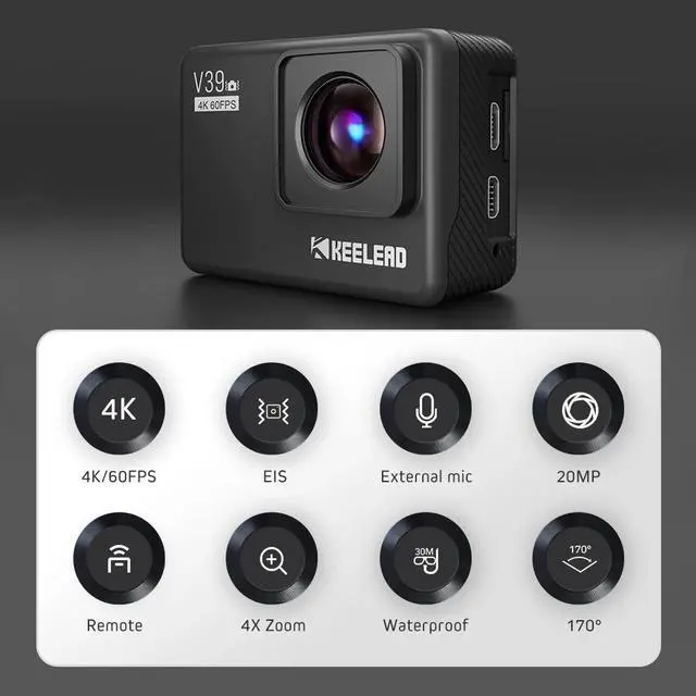 Alt view image 2 of 5 - V39 action camera 4K / 60FPS 20MP 2.0 LCD EIS Dual MIC WiFi webcam waterproof Pro Helmet cam Sport camera