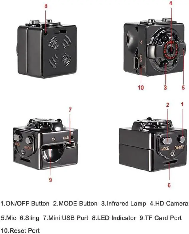 Alt view image 5 of 5 - Camera HD 1080P Camera Camcorders Sport DV IR Night Vision Motion Detection Small Camcorder DVR Video Recorder Cam