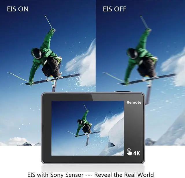 Alt view image 5 of 5 - H5S Plus Action Camera HD 4K 30fps EIS with Ambarella A12 chip inside 30m waterproof 2.0' touch Screen  sport camera