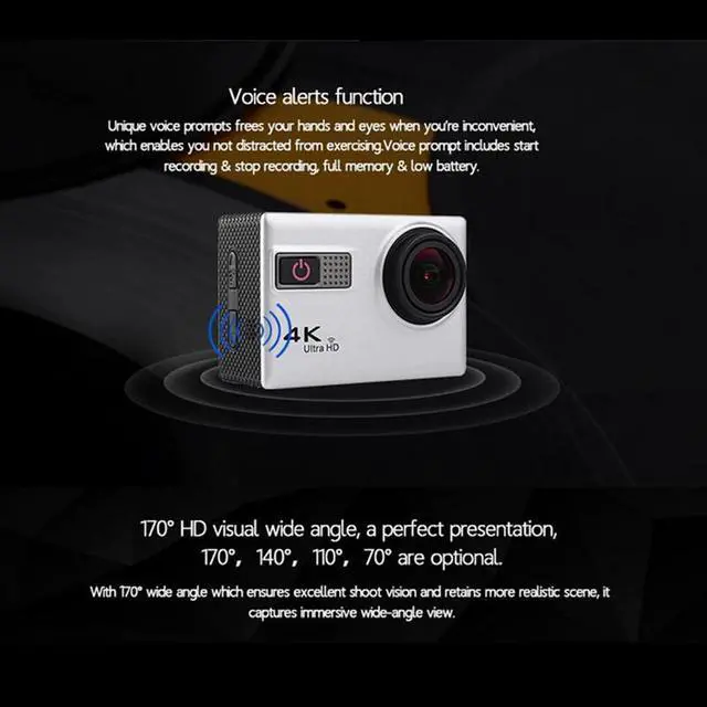 Alt view image 3 of 5 - F68/F68R Action Camera 4K Ultra HD Wifi 2.0-inch Waterproof Sport Camera with 170 Wide Angle Lens Sensor Novatek 96660