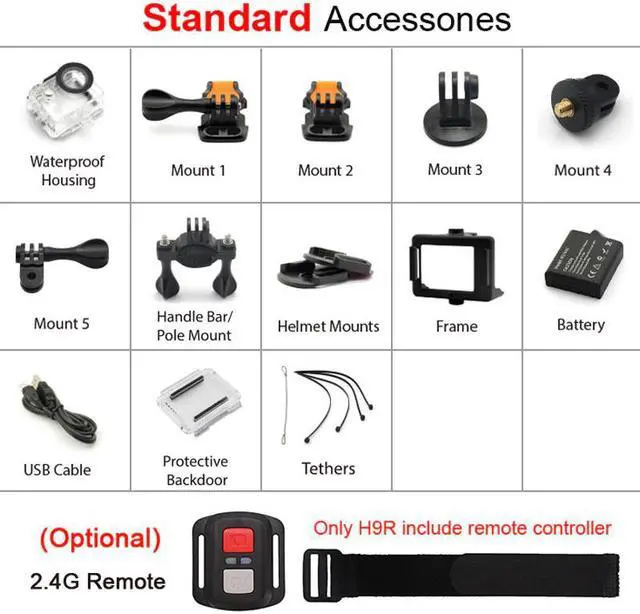 Alt view image 5 of 7 - 4K 30fps 16MP WiFi Action Sports Camera 1080P 60fps Full HD 4X Digital Zoom Diving 40m 170 Wide Angle Lens Sports Action Camera