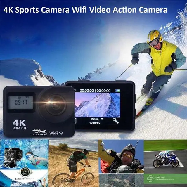 Alt view image 4 of 7 - Screen 4K Action Camera WIFI Dual Screen 12MP Helmet Camera 30m Go Waterproof pro Sports DV 170 Wide Angle Sport Camera
