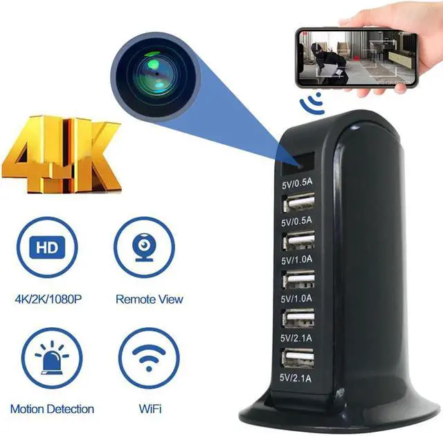 Alt view image 6 of 7 - 2020 New Design Action Camera 4K 1080P Mini Camera Cam USB Wall Charger Wireless Security Camera Home Security Camera Camcorder