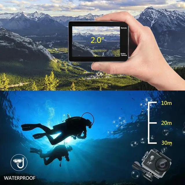 Alt view image 3 of 7 - 4K 30fps 16MP WiFi Action Sports Camera 1080P 60fps Full HD 4X Digital Zoom Diving 40m 170 Wide Angle Lens Sports Action Camera