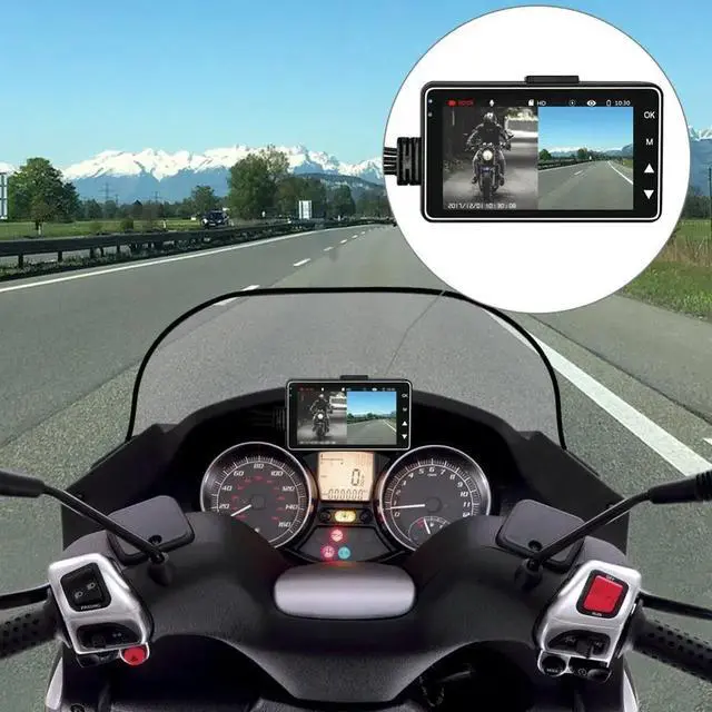 Alt view image 5 of 5 - K HD Motorcycle Dual Camera DVR Motor Dash Cam Waterproof Sport DVR Dual-track Front Rear Moto Driving Recorder Cycle Video