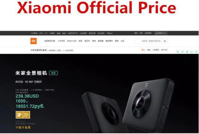 Alt view image 3 of 5 - Mijia 360 Panoramic Camera 3.5K Video recording portable cam IP67 rating WiFi Bluetooth Camcorder Sport Mini Camera