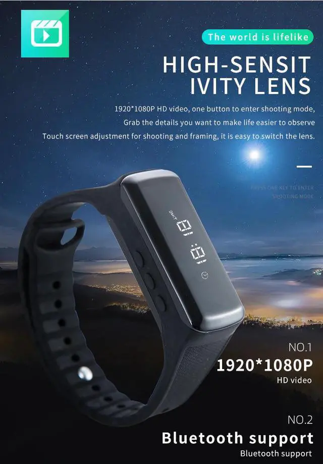 Alt view image 4 of 5 - Smart Bracelet Mini Cam Wristband Fitness Track Outdoor Sport Wearable Device Bracelet Watch Record Camera Support TF Card