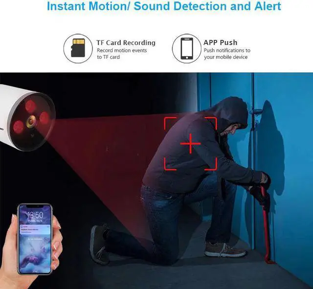 Alt view image 4 of 5 - 1080P WIFI Camera Outdoor/ Indoor Full Color Night Vision Security CCTV IP Camera Onvif YCC365 Action Sound detection Cam