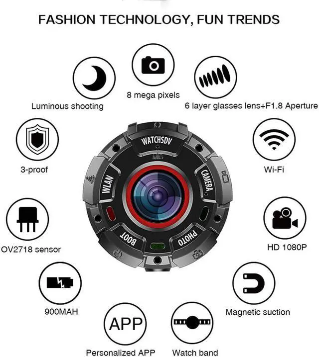 Main image of outdoor sports action camera waterproof 30 meters full hd 720p digital video recorder watch camera