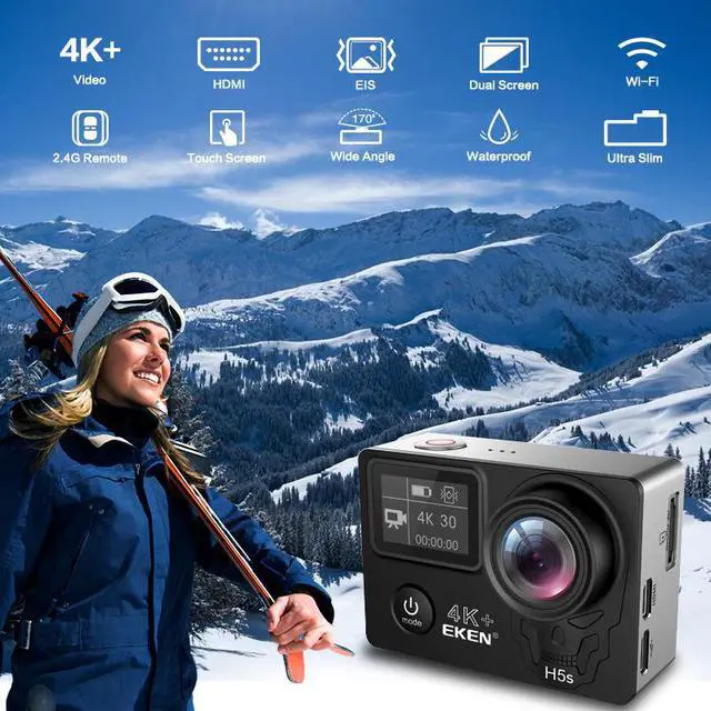 Alt view image 2 of 5 - H5S Plus Action Camera HD 4K 30fps EIS with Ambarella A12 chip inside 30m waterproof 2.0' touch Screen  sport camera