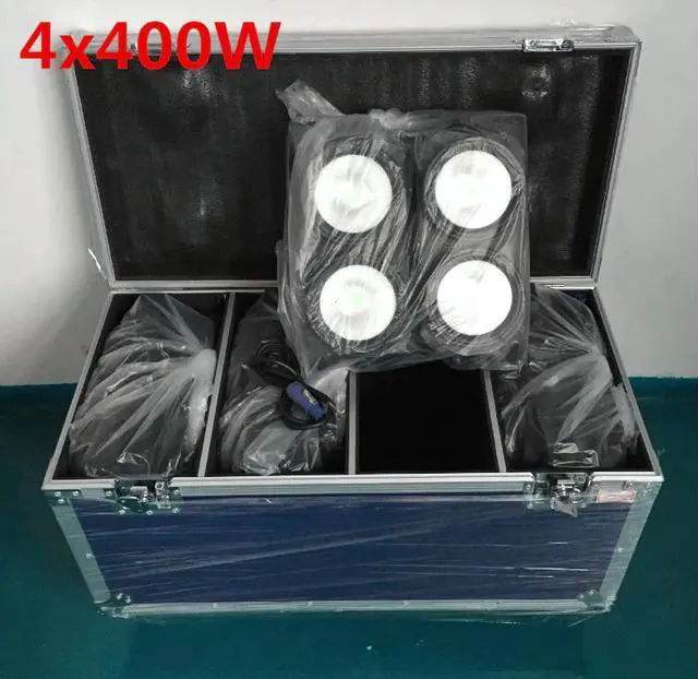 Alt view image 6 of 7 - Case with 4 PCS 4x100W blinder light 4eye COB LED Wash Light High power DMX Stage Cool white warm white UV light