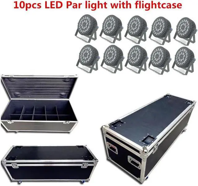 Main image of 10X LED Par light with flightcase 24x18W RGBWA UV 6in1 disco light Stage lighting profession Stage lighting