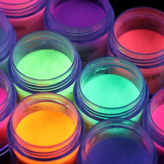 Alt view image 3 of 5 - Fluorescent Dip Nail Powder Set Without UV Lamp Cured Pigment Glitter Powder Dust Nail Art Decorattion 10ml
