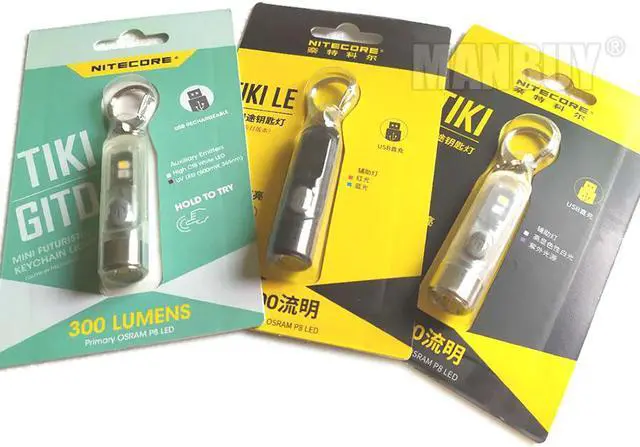 Main image of TIKI GITD Mini Futuristic Key Chain LAMP Glow In The Dark Version USB Rechargeable KeyLight Poket EDC Lamp Travel Light