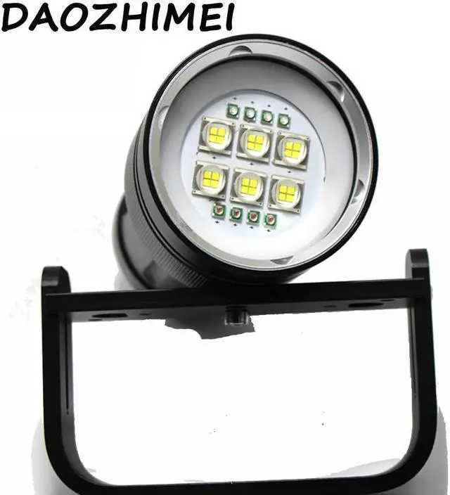 Main image of 8000 lumens 6 LED white + 4x red + 4x UV / blue waterproof diving flashlight LED underwater photography light