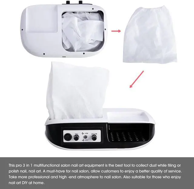 Alt view image 5 of 5 - Manicure Machine 3 IN 1 UV Lamp For Nail Dryer Nail Vacuum With Filter 35000RPM Nail Drill Nail Art Equipment