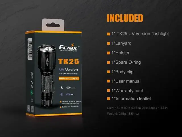 Alt view image 2 of 4 - Lighting for Extremes  TK25 UV Dual Lights Tactical Flashlight with White 1000 Lumens & UV 3000mW Lights