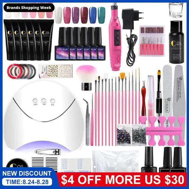 Main image of Professional Manicure Kit 36W LED UV Lamp Dryer Nail Art Brush Quick Building For Nails Extensions Jelly Gel Nail Drill