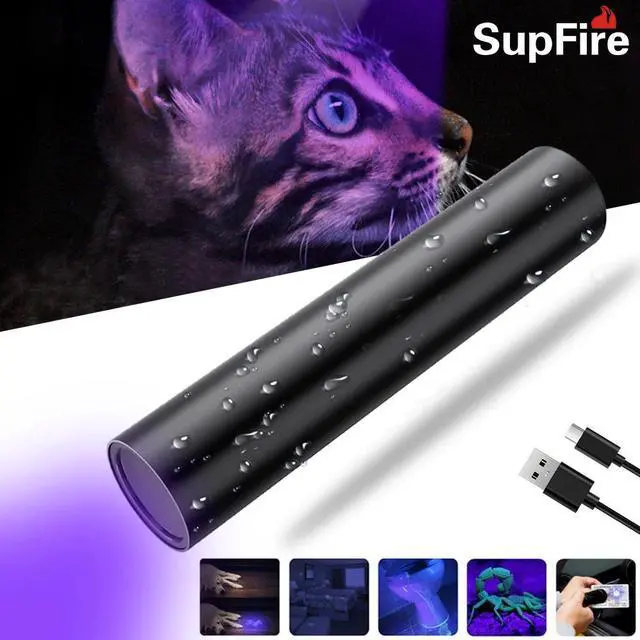 Main image of New LED UV Flashlight Money Detector UV USB Rechargeable Flashlight UV Black Light Pet Urine stain Detector Doctor Torch