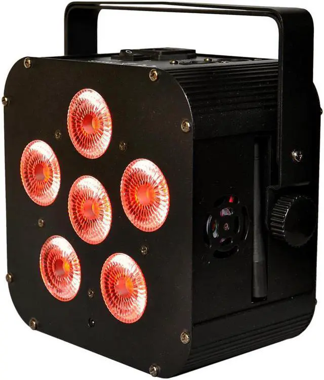 Alt view image 2 of 5 - TP-B04 Black Color Case 6x18W RGBWA UV 6IN1 Battery Wireless Led Par Light Square Shape Low Noise Cooling Fan 100V-220V