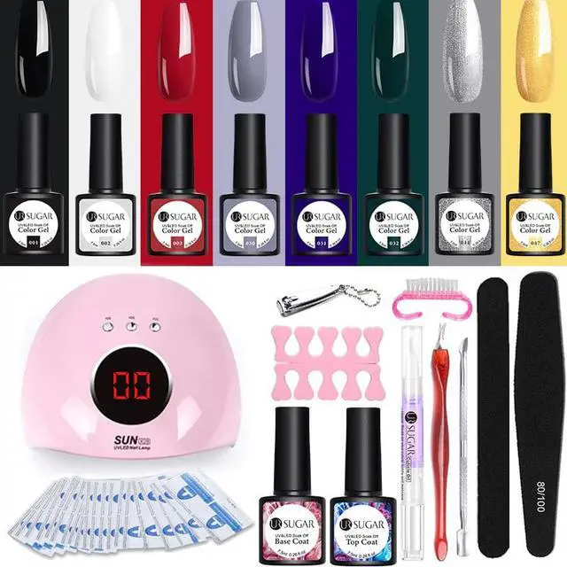 Alt view image 2 of 5 - Set 8 Colors Glitter Soak Off Gel Polish Nail Kit 24W UV Led Lamp Dryer Nail Art Tools Set