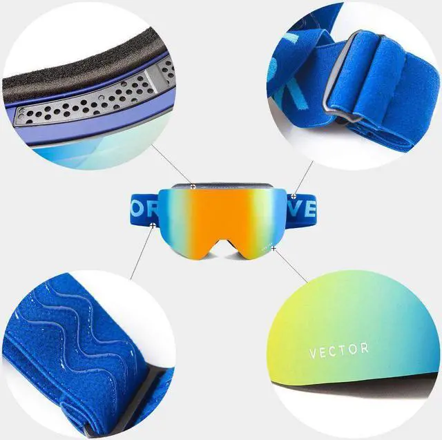 Alt view image 4 of 5 - OTG Ski Snowboard Goggles Women Men Skiing Eyewear Mask UV 400 Snow Protection Over Glasses Adult Double Anti-Fog Cylindrical