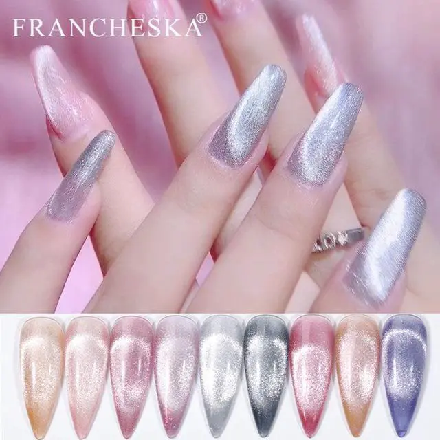 Main image of Gel Polish Crystal Ice Cat Eye Gel Nail Silver Crystal 9D Variation Light Therapy Cat Eye Gel 8ml Gel Polish TSLM1