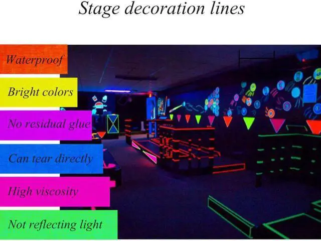 Alt view image 3 of 5 - Black light Reactive Fluorescent Cloth Tape Glow in The Dark Neon Gaffer Tape 0.6in x 16ft Decorative Paper Tape for Party*