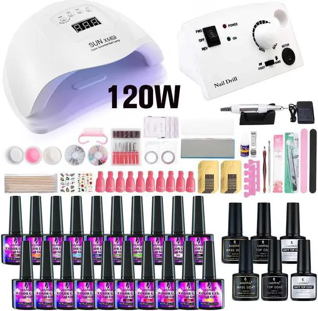 Alt view image 2 of 5 - Set 120W UV LED Lamp For s Dryer 25000RPM  drill Machine 26pcs  Gel Polish Set Kit Soak Off Gel Varnish Kit