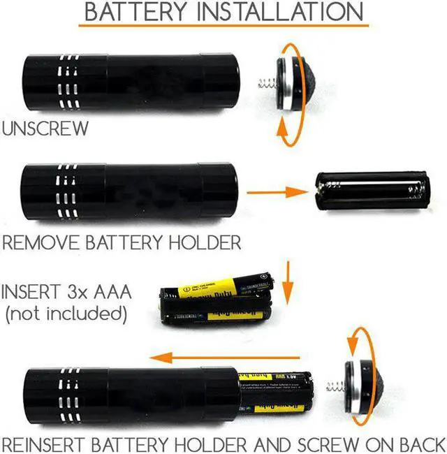 Alt view image 3 of 5 - 9 LED Flashlight Torch  Mini  UV ULTRA VIOLET 4.5v Light Waterproof  Aluminum Lamp Outdoor Portable Tactical Lighting Tool