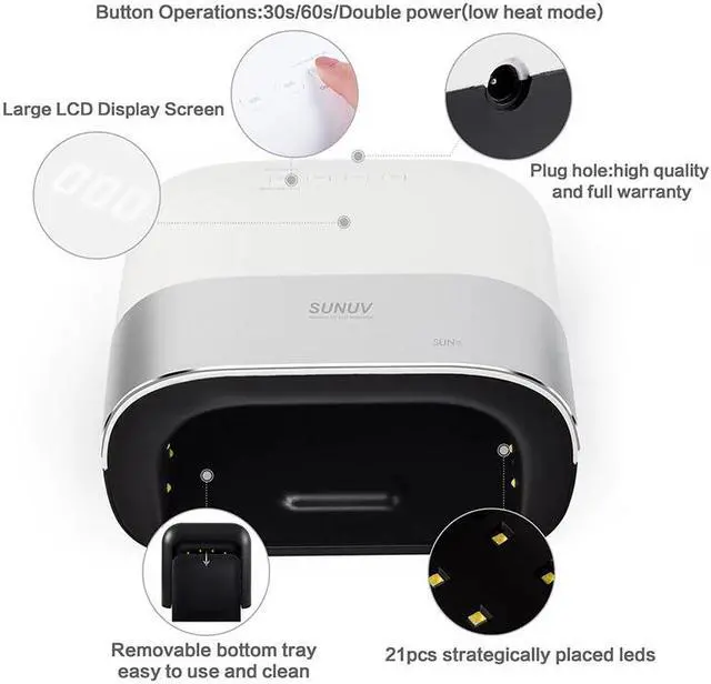 Alt view image 4 of 5 - SUN3 Nail Dryer Smart 2.0 48W UV LED Lamp Nail with Smart Timer Memory Invisible Digital Timer Display Nail Drying Machine