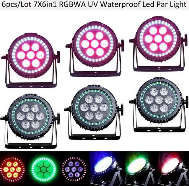 Main image of PAID 6pcs/lot Waterproof 7x6in1 RGBWA UV +Lime LED Par Light Rainbow Ring Effect IP65 LED Outdoor Par Can Lights