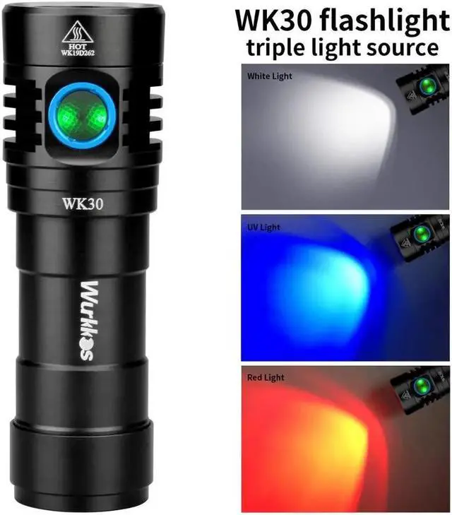 Main image of Multi Color Rechargeable LED Flashlight 26650 LH351D Red Light UV Light with Power Indicator