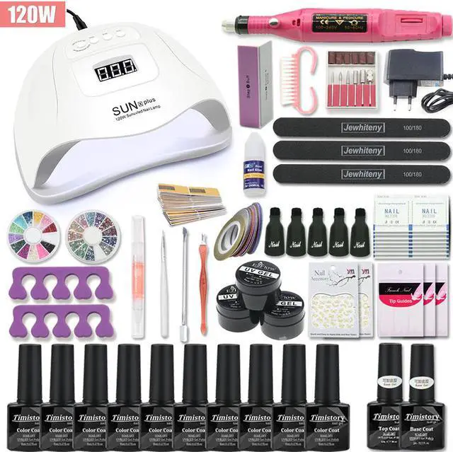 Main image of Set For Nail Kit 120W/80W/54W UV Lamp 10 Color Gel Varnish Set Nail Drill Machine Kit Nail File Tool Nail Extension Set